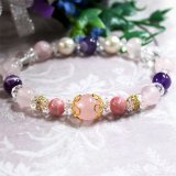 画像: ★インカローズ★ローズクォーツ★アメジスト★パール★水晶★パワーストーン ブレスレット