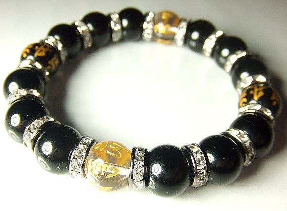 画像: ★六字真言×梵字パワーストーン！オニキス！豪華ロンデル！！