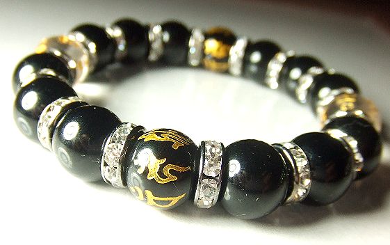 画像: ★六字真言×梵字パワーストーン！オニキス！豪華ロンデル！！