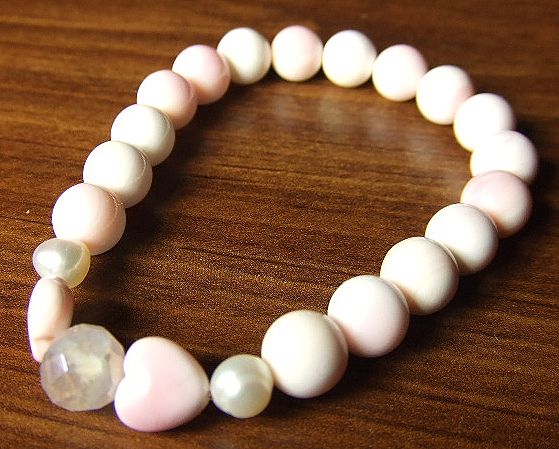 画像: ★クィーンコンクシェル！フラッシュ・ローズクォーツ！真珠！★ハート入り★