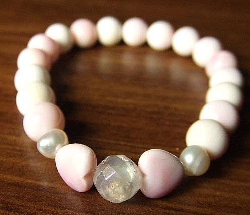 画像: ★クィーンコンクシェル！フラッシュ・ローズクォーツ！真珠！★ハート入り★