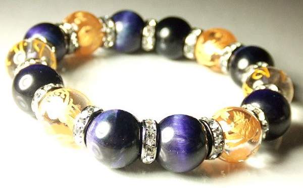 画像: ★パープルタイガーアイ！六字真言×梵字×四神相応パワーストーン！