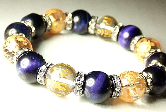 画像: ★パープルタイガーアイ！六字真言×梵字×四神相応パワーストーン！