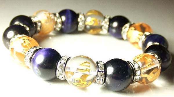 画像: ★パープルタイガーアイ！六字真言×梵字×四神相応パワーストーン！