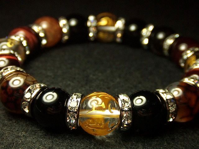 画像1: ★梵字×六字真言！レッドタイガーアイ！ドラゴンアゲート！12ｍｍ