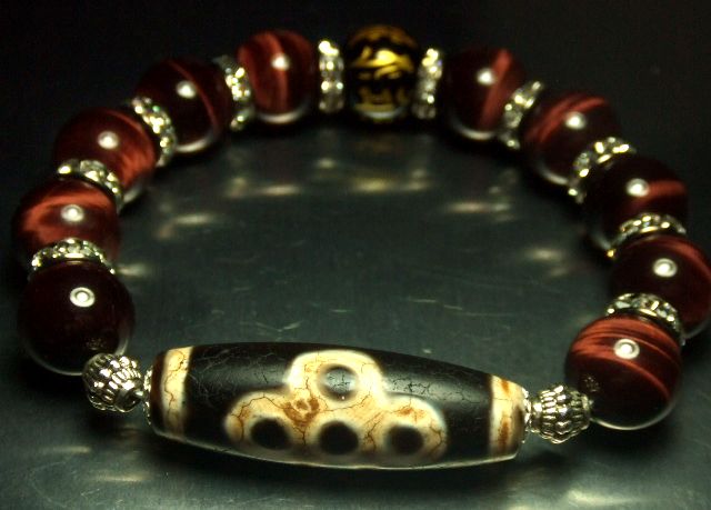 画像5: ★ビッグサイズ★ギャンブル運アップ★閃電五眼天珠★レッドタイアガーアイ★梵字★14ｍｍ