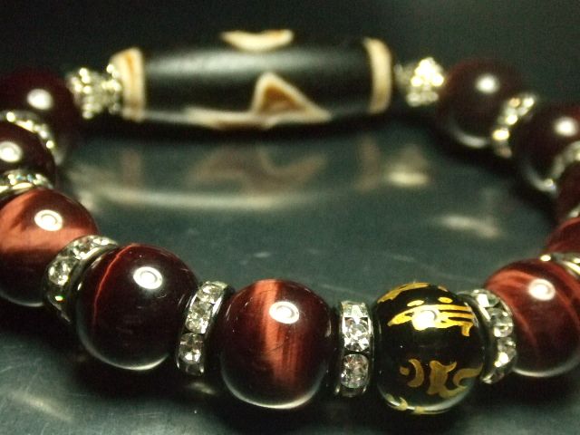 画像4: ★ビッグサイズ★ギャンブル運アップ★閃電五眼天珠★レッドタイアガーアイ★梵字★14ｍｍ