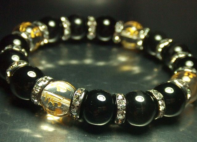 画像3: ★最上級★ブラックタイガーアイ★梵字×六字真言★オニキス★12ｍｍ