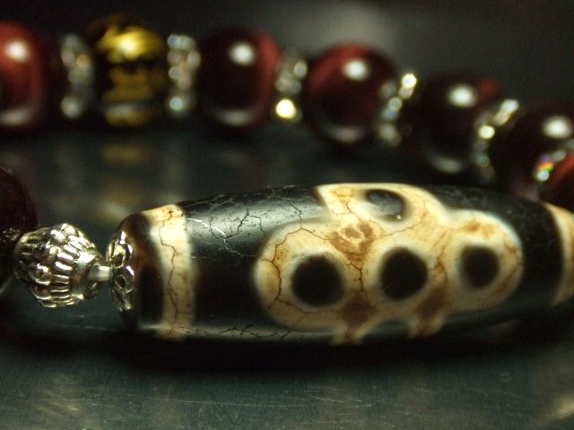 画像: ★ビッグサイズ★ギャンブル運アップ★閃電五眼天珠★レッドタイアガーアイ★梵字★14ｍｍ