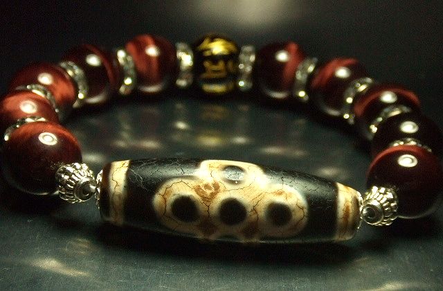 画像2: ★ビッグサイズ★ギャンブル運アップ★閃電五眼天珠★レッドタイアガーアイ★梵字★14ｍｍ