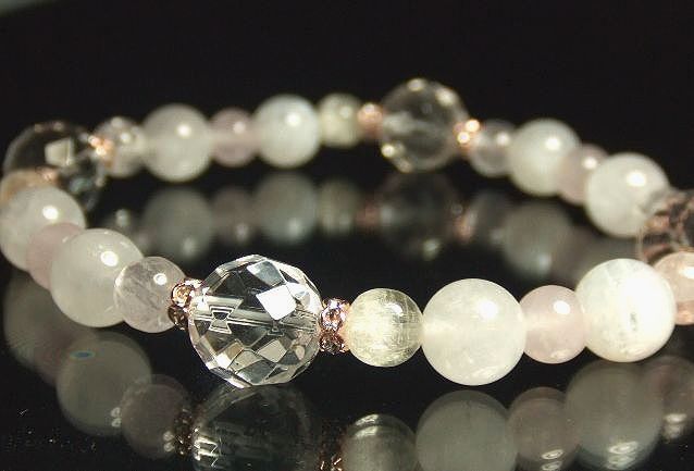 画像: ★ムーンストーン★クンツァイト★ローズクォーツ★ヒマラヤ水晶★パワーストーン　ブレスレット