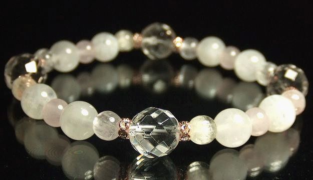 画像: ★ムーンストーン★クンツァイト★ローズクォーツ★ヒマラヤ水晶★パワーストーン　ブレスレット