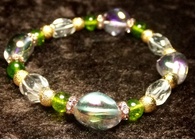 画像4: ★ラベンダーフラッシュ★ペリドットオーラ★水晶タンブルカット★金のスターダスト！！