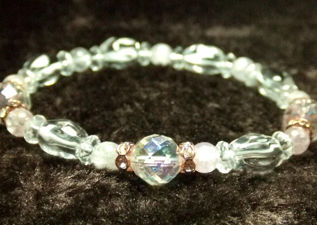 画像1: ★クンツァイト★アクアクリスタル★水晶タンブルカット★上品なブレスレット