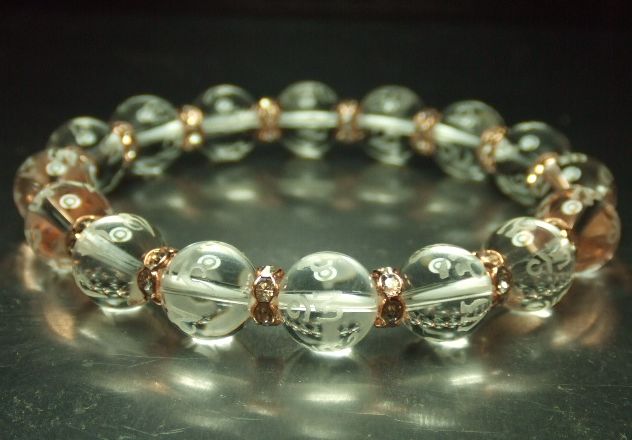 画像2: ★観音菩薩！六字真言入り！清らか水晶ブレス！！ロンデル入り！！10ｍｍ