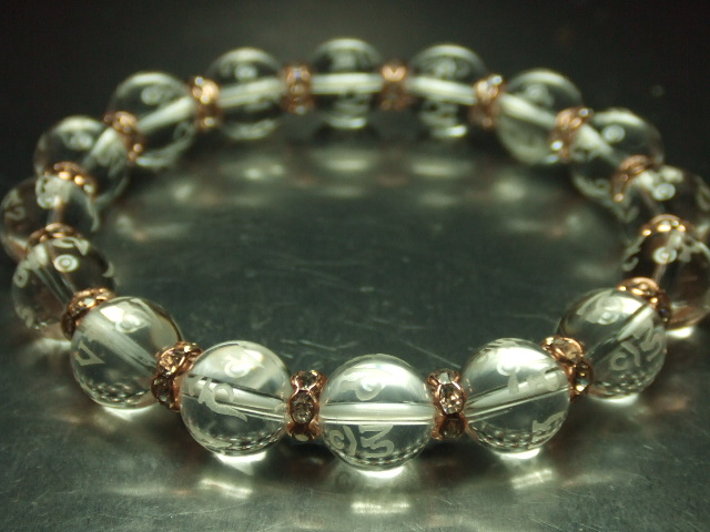 画像3: ★観音菩薩！六字真言入り！清らか水晶ブレス！！ロンデル入り！！10ｍｍ